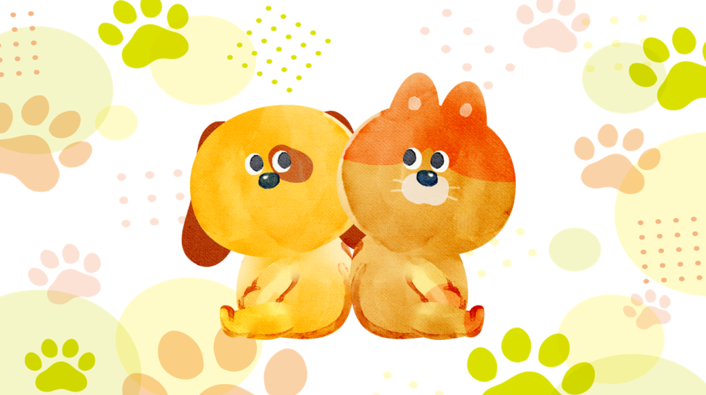 寄り添う犬と猫